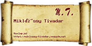 Miklóssy Tivadar névjegykártya