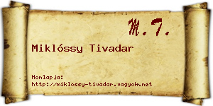 Miklóssy Tivadar névjegykártya